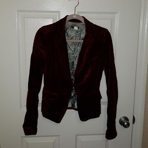 Wine colored velvet blazer
